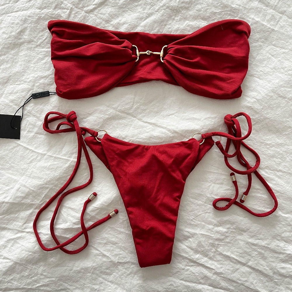 NWT Indah Cleo Top Small + Heartbeat Bottoms Medium Bikini Set in Posh Sold Out
